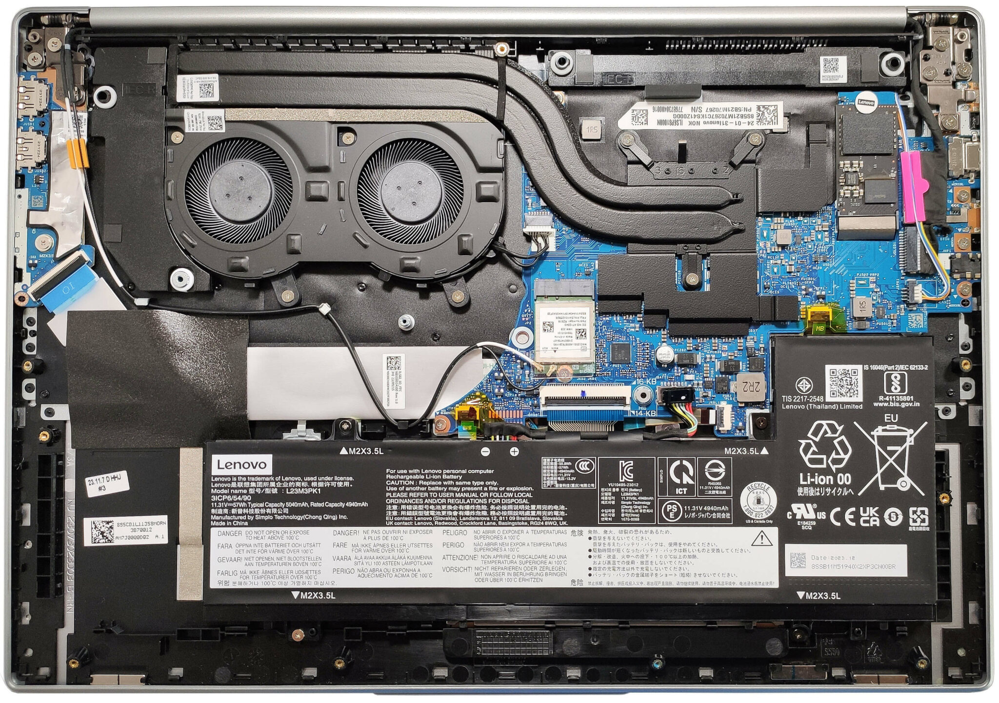 Internal Photo of Lenovo IdeaPad Slim 5 16AHP9 16IMH9 16IRU9 15IRH9 15IRU9, F10 lock gray backlit US keyboard (IdeaPad Slim 5 16AHP9)